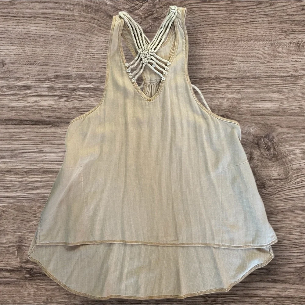 Free‎ People One and Only Macrame Racerback Tank Top XS Sand Beige EUC
